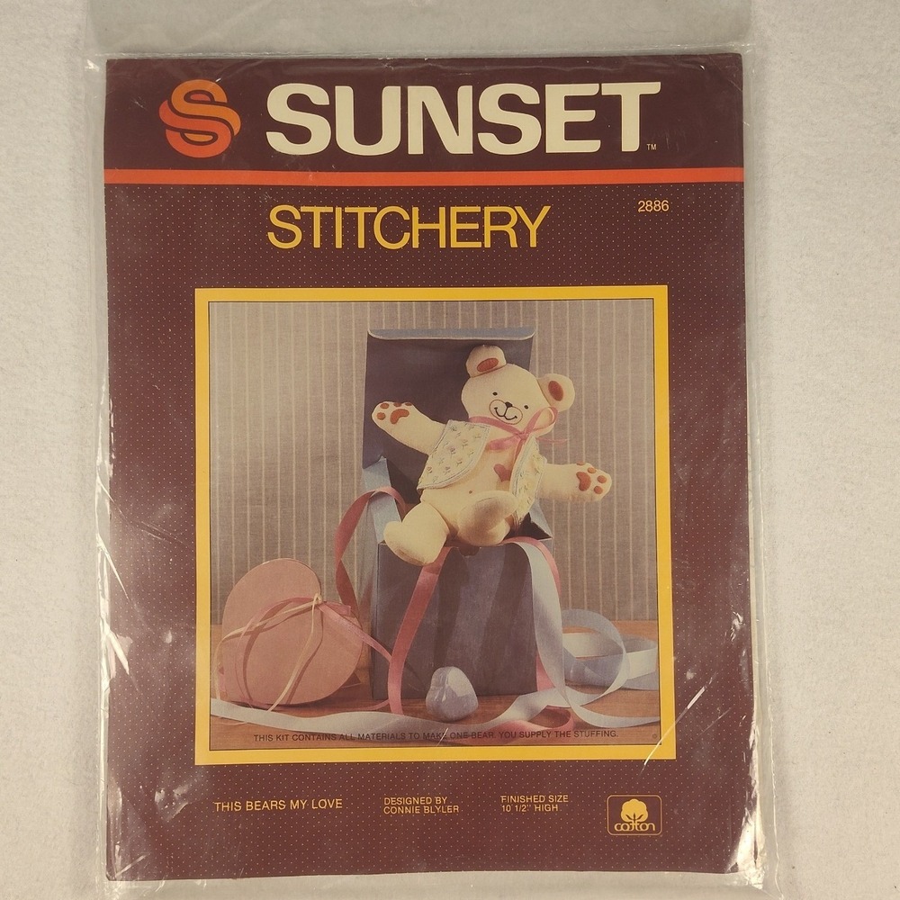 New Sunset Stitchery Vintage Embroidery 2886 Kit This Bears My Love